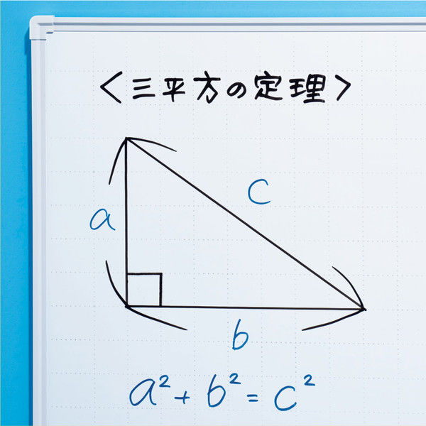 プラス　アルミ枠ホワイトボード　暗線ドット方眼入　1800×900mm　WBKー1809SJG