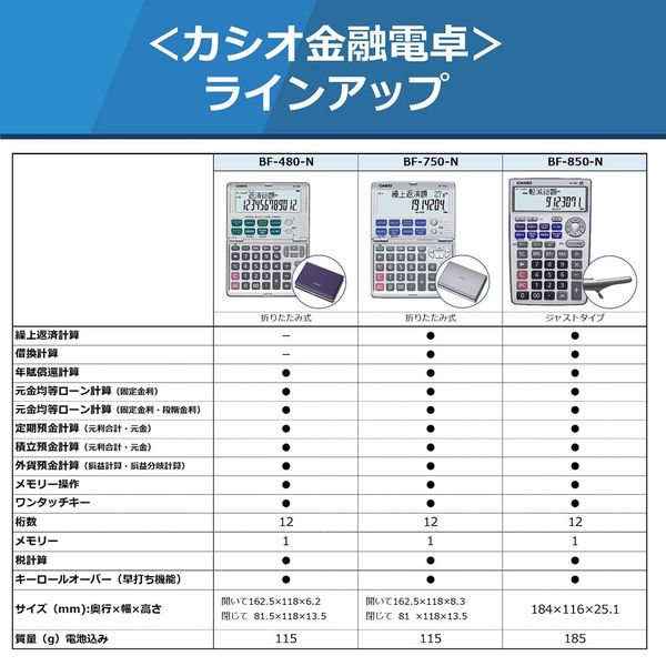 カシオ計算機　金融電卓　BF-480-N