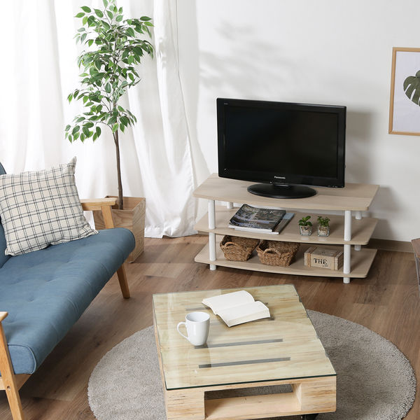 ハンドメイド　ホワイトシャビーなラック90　テレビ台にも。 fy-0131_02.jpg