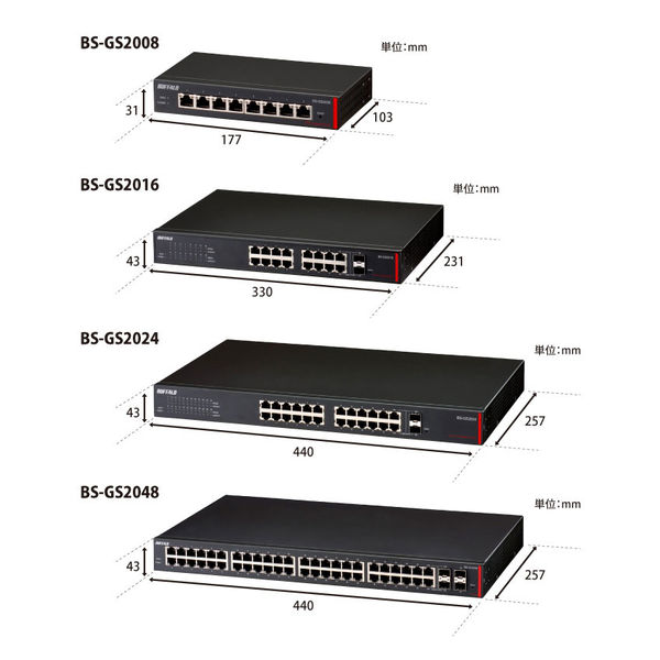 バッファロー レイヤー２　Ｇｉｇａ　スマートスイッチ　２４ポート BS-GS2024 1台