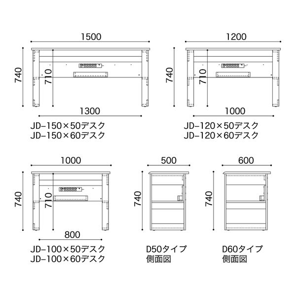 小島工芸 JDシリーズ デスク ホワイト 幅1000×奥行600×高さ740mm 国産