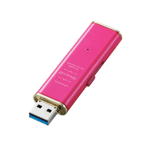 USBメモリ 32GB USB3.0対応 スライド式 “ショコルフ” ストラップホール付 ディープピンク MF-XWU332GPND エレコム  1個（直送品）