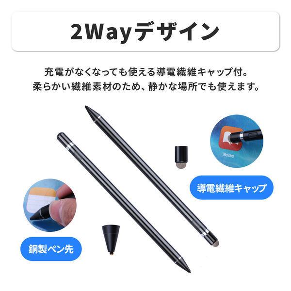 ベストアンサー タッチペン スタイラスペン 極細 1.5mm 導電繊維