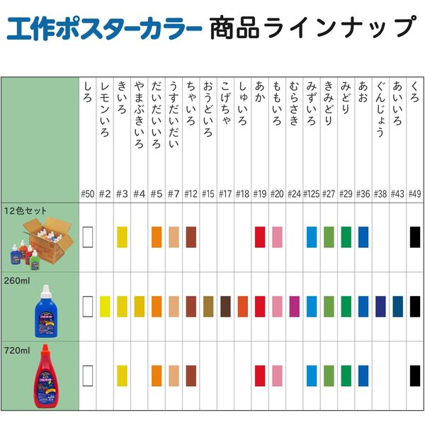 さくらポスターカラー12色セット 工作ポスターカラー12色セット｜工作ポスターカラー｜ポスター