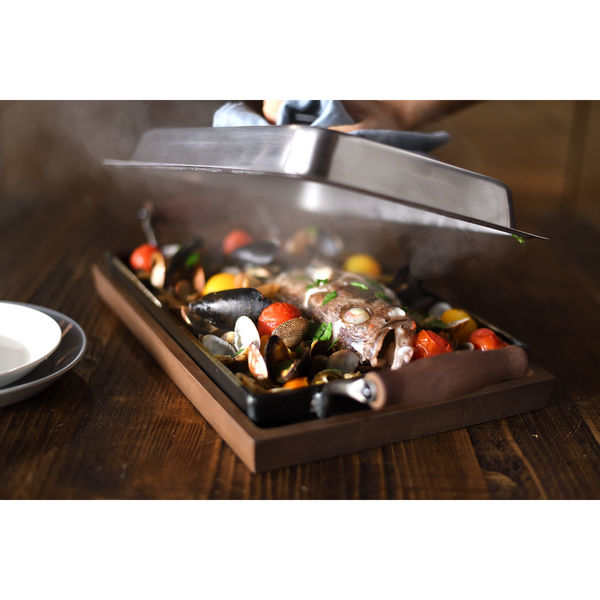 オークス 鉄板 大 IH対応 鉄製 角蓋付き 大人の鉄板 日本製 379127 1個