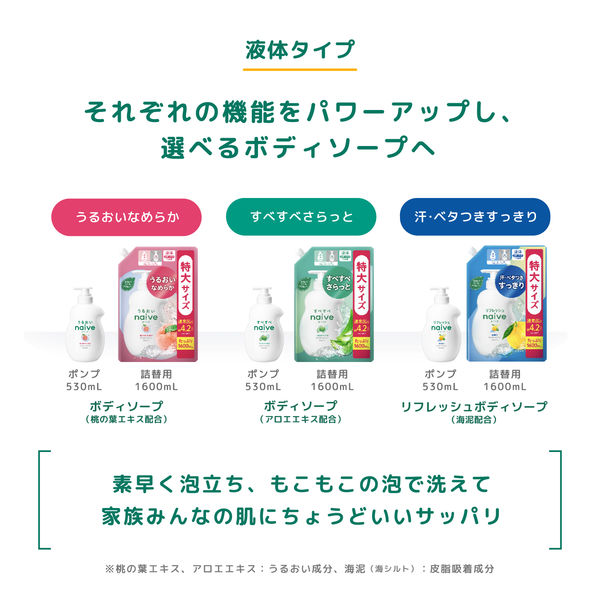 ナイーブ リフレッシュボディソープ 海泥配合 詰め替え 380ml クラシエ