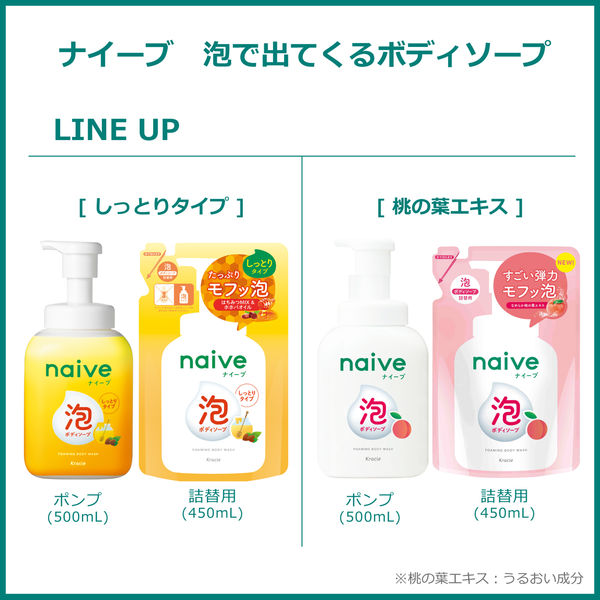 ナイーブ 泡で出てくるボディソープ（しっとりタイプ） 詰め替え 450mL 3個 クラシエ