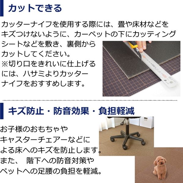 萩原 虫・カビnot タイルカーペット 500×500mm ブラウン 萩原 虫・カビnot タイルカーペット 500×500mm ブラウン