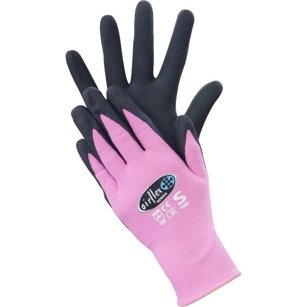 現場系女子エアーフレックスニトリル背抜き手袋ピンクS AG7510-6P 1
