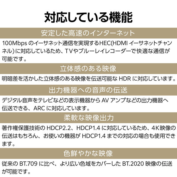 HDMIケーブル プレミアムHDMI 4K/60Hz スリム 1m 黒 ECDH HDMIケーブル プレミアムHDMI 4K/60Hz スリム 1m 黒 ECDH