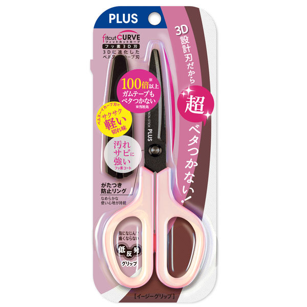 プラス はさみ フィットカットカーブ フッ素加工・3D刃 ピンク SC