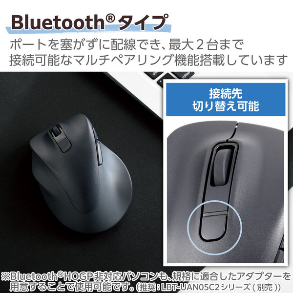 黒いワイヤレスマウス Windowsロゴ付き ワイヤレスマウス 左手用 無線 Bluetooth 静音 5ボタン Mサイズ