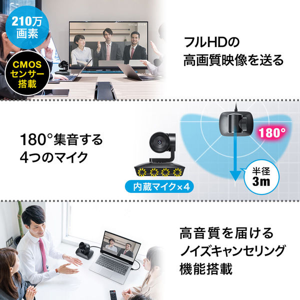 サンワサプライ ダイレクト:自動追尾型カメラ 400-CAM072N 1個 サンワサプライ ダイレクト:自動追尾型カメラ 400-CAM072N 1個