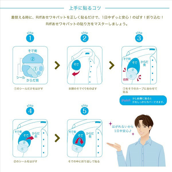 メンズあせワキパット Riff（リフ） ホワイト デオドラントシトラスの香り 10組（20枚）汗ワキパッド 小林製薬 アスクル