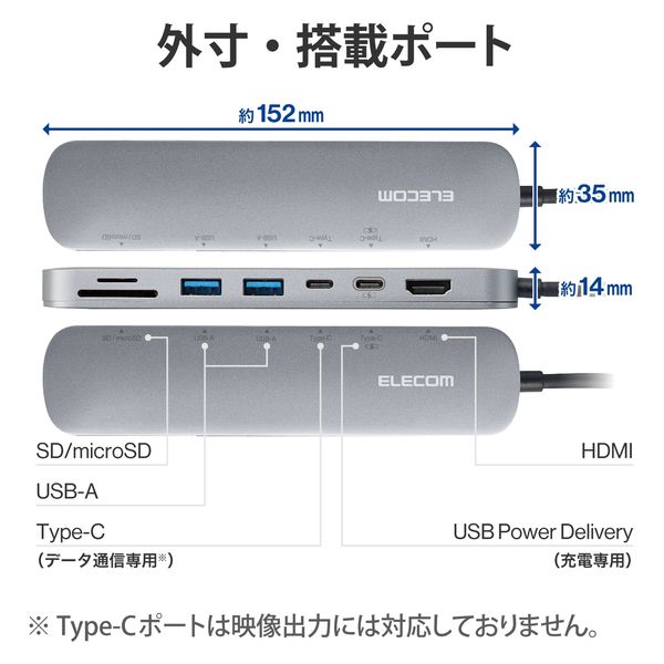 ドッキングステーション USBハブ タイプC PD対応 HDMI SD 固定スタンド ...