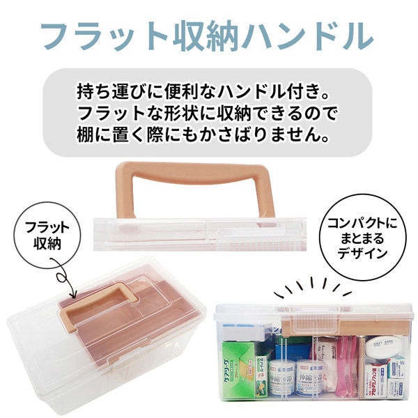 2個セット】クリア救急箱 2段収納 Mサイズ (ピンク・ブルー各1) 救急
