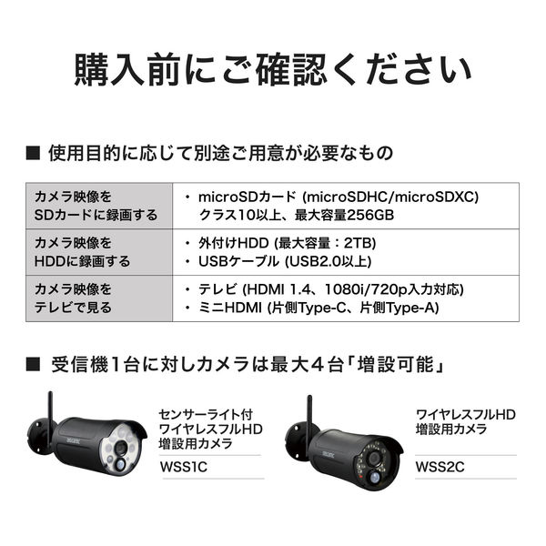 ワイヤレスフルHDカメラ センサーライト付 10inchモニターセット WSS10M1CL DXアンテナ 1個（直送品）