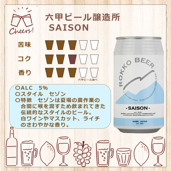 クラフトビール 六甲ビール SAISON （セゾン） 缶 350ml 1箱（24本）