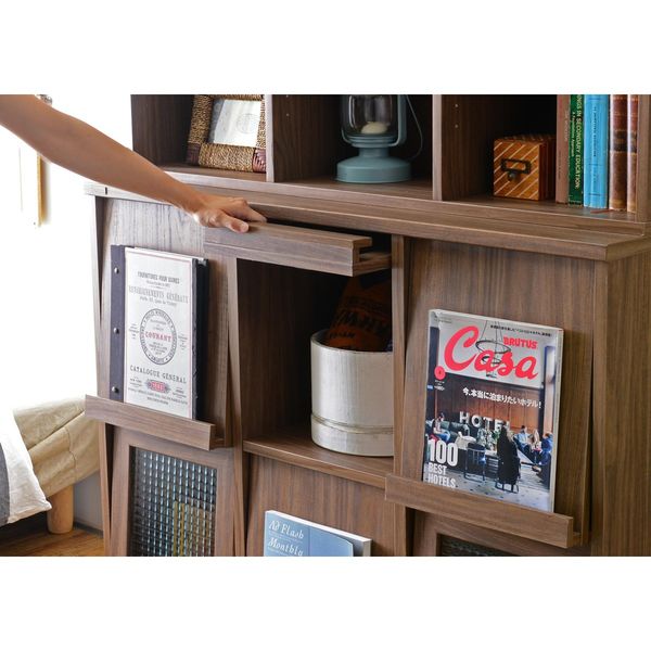 佐藤産業 NF ネフラス 6枚フラップ扉キャビネット ブラウン 幅1115