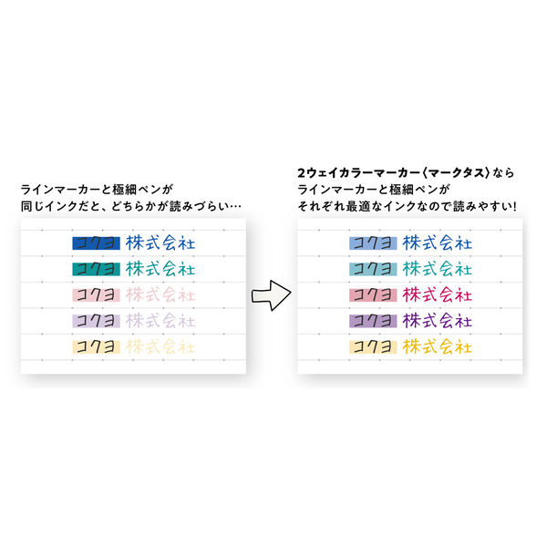 コクヨ ２ウェイマークタス５本セット PM-MT200-5S 1個（5本） - アスクル