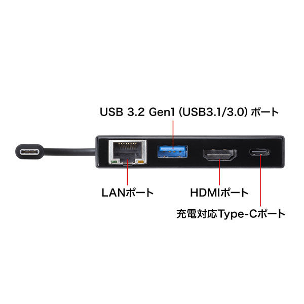 サンワサプライ USB Type-Cマルチ変換アダプタ AD-ALCMHL1BK 1個