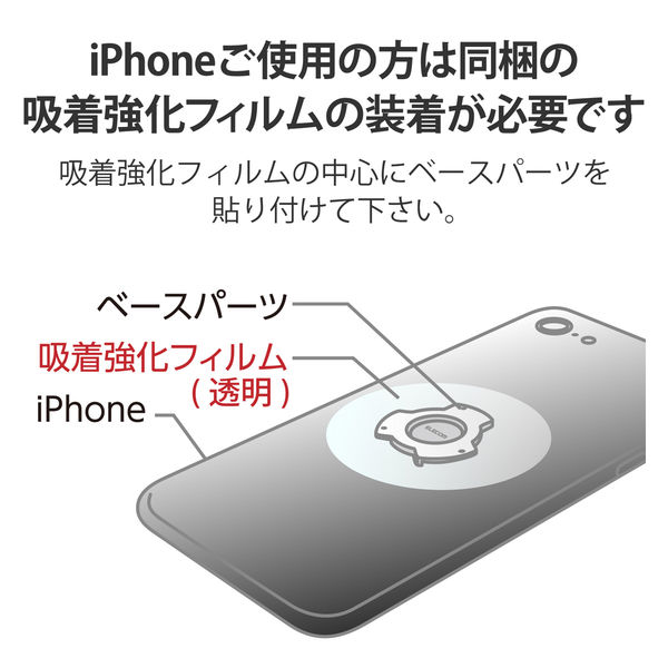 スマホリング 360度回転 落下防止 リング 着脱可能 スマホスタンド機能 シルバー P-STRASV エレコム 1個（直送品） アスクル