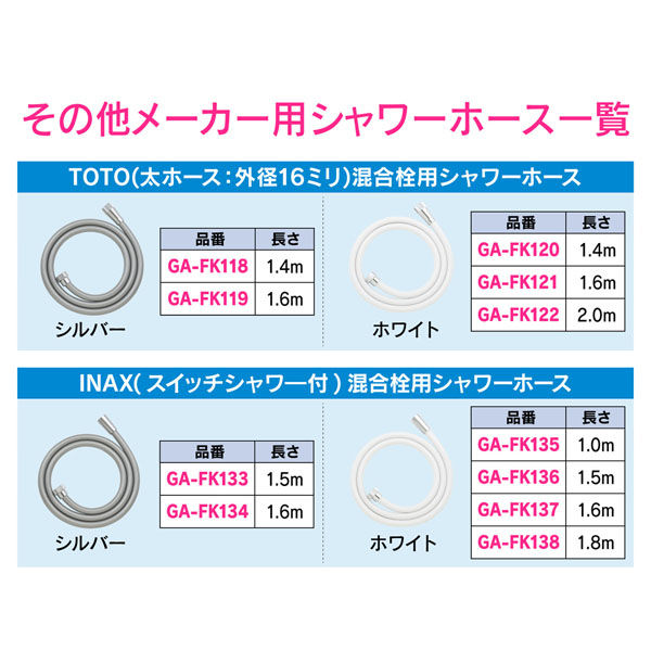 カクダイ GA-FK140 KVKホース G1/2 1.6m 白 1巻（直送品） - アスクル