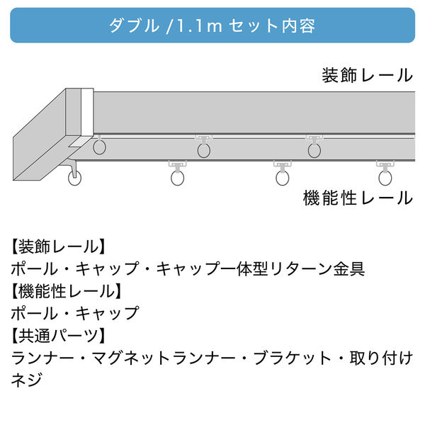 TOSO 装飾カーテンレール〈スクエア・Mキャップ・ダークマホガニー〉W1.1mセット 4975559774138 1セット（直送品） アスクル