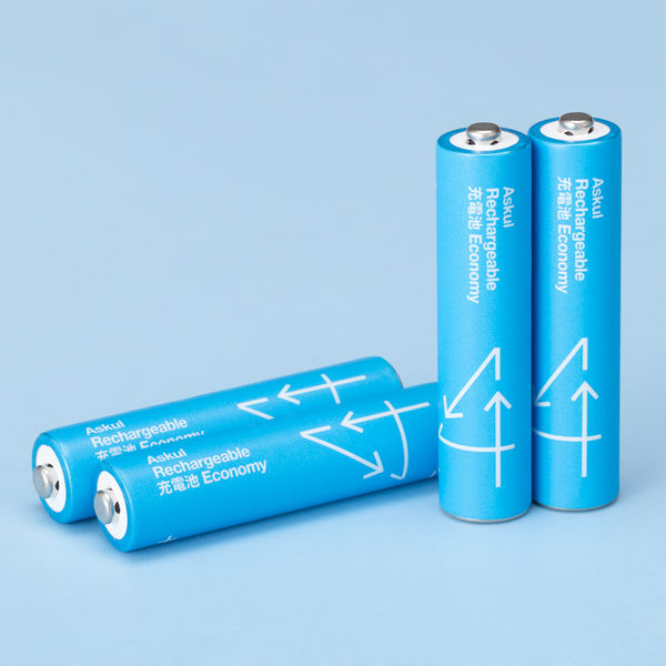 アスクルオリジナル 充電式・ニッケル水素電池 充電池 単4形 550mAh ブルー 1箱（20本入） オリジナル - アスクル