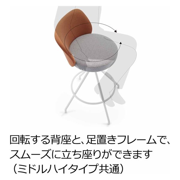 組立設置込】コクヨ コーデ ミドルハイチェア 座回転 ホワイトグレー 