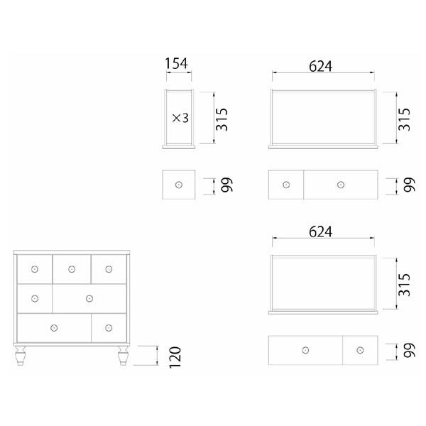 白井産業 フレンチシャビー フレンチテイストがお洒落なローチェスト 1台（直送品） - アスクル