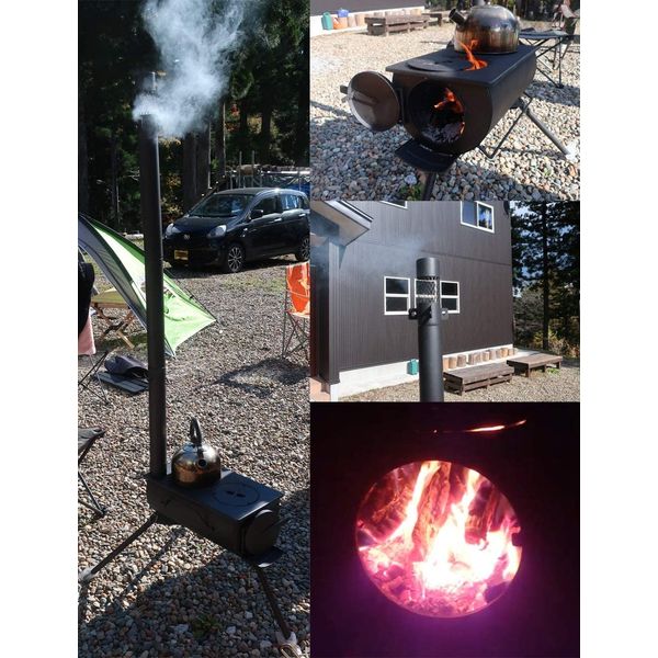 LandAfield 薪ストーブ LF-HOS010未使用開封済み レンタル Landfield 薪ストーブ 折り畳み式 煙突付き 収納バッグ付き