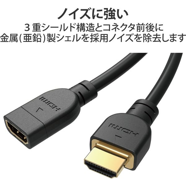HDMI 延長 ケーブル 1m 4K 60p 金メッキ ブラック DH-HDEX10BK