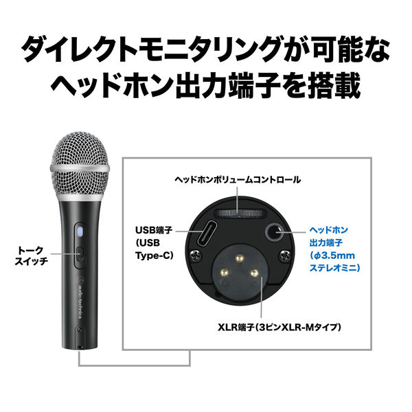 マイク USB/XLRマイクロホン USB-A/Type-C/3ピンXLR接続対応 ATR2100x-USB オーディオテクニカ