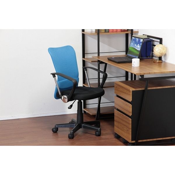 不二貿易 ハンター メッシュバックチェアー 肘付 ブルー 94432 1脚