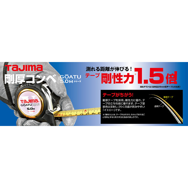 タジマ コンベックス 剛厚ロック-25 5.0m 25mm幅 尺相当目盛付