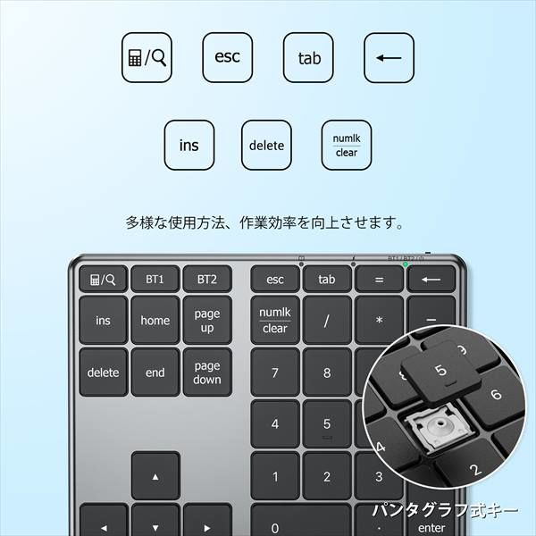 テンキー Bluetoothテンキーボード 超薄型 マルチペアリング Type-C充電式 IC-KP10 ブラック iClever