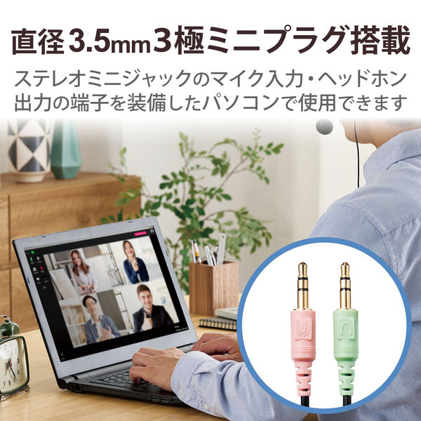 ヘッドセット 3.5mm3極ミニプラグ×2 マイク搭載 両耳 ネック