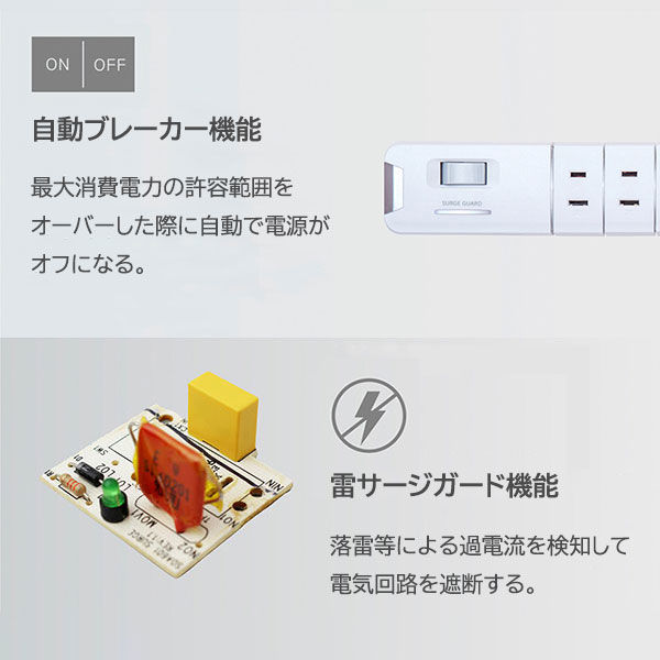 ファーゴ 回転式電源タップ「TAPKING」 USBポート付き 2P式/6個口/2m