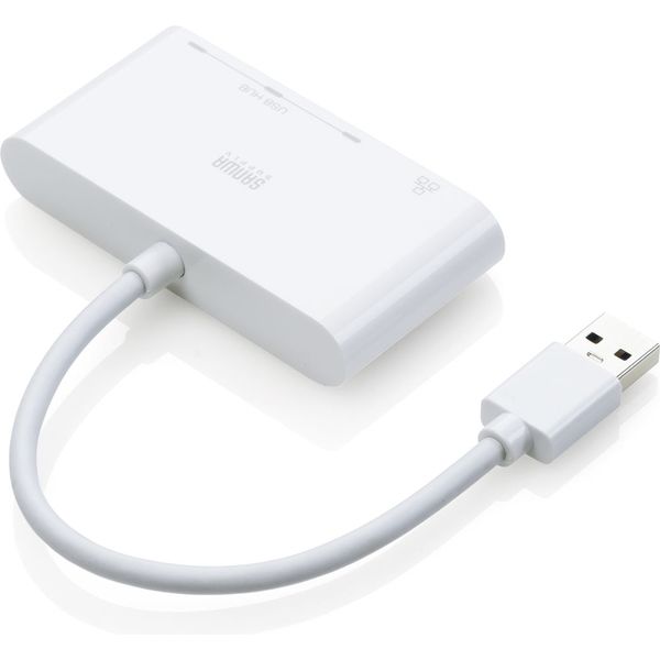 サンワダイレクト USB3.0ハブ付きLAN変換アダプタ（ギガビットイーサネット対応・USBハブ3ポート・ホワイト） 400-HUB051  1個（直送品） - アスクル