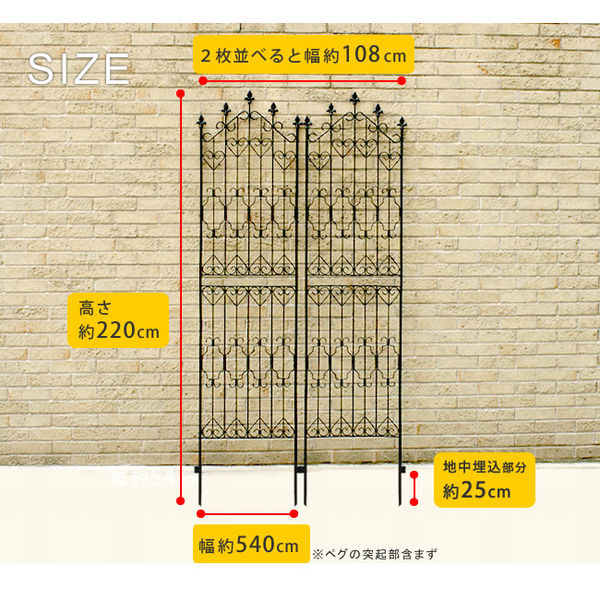 住まいスタイル アイアンフェンスハイ 幅540×高さ2200mm ブラック