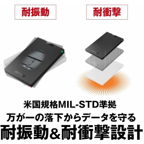 バッファロー ポータブルSSD USB3.1Gen1対応 480GB SSD-PG480U3-BA