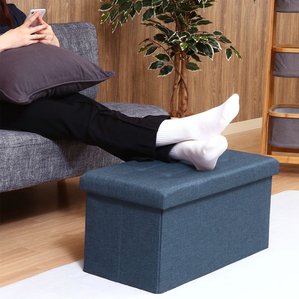 Amazon｜不二貿易(Fujiboeki) 収納ベンチ 収納ボックス 幅60×奥行30×高さ30cm ネイビー オットマン 耐荷重80kg  折りたたみ ボックススツール ハント 86141｜オットマン オンライン通販