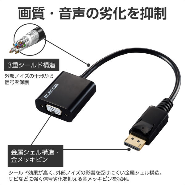 エレコム 変換アダプタ DisplayPort to VGA （ミニD-Sub15pin