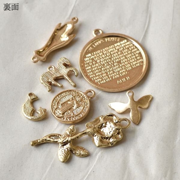 日本紐釦貿易 ヴィンテージ風チャーム MIX8種セット ゴールド KE-CHM