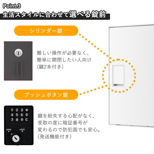 軒先渡し】ナスタ 宅配ボックスM 壁埋込 プッシュボタン錠 KS