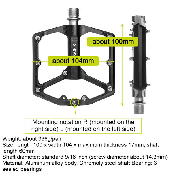 GORIX GX-FY324 フラットペダル 3bearing 黒 43486 1セット(2個入)（直送品） - アスクル