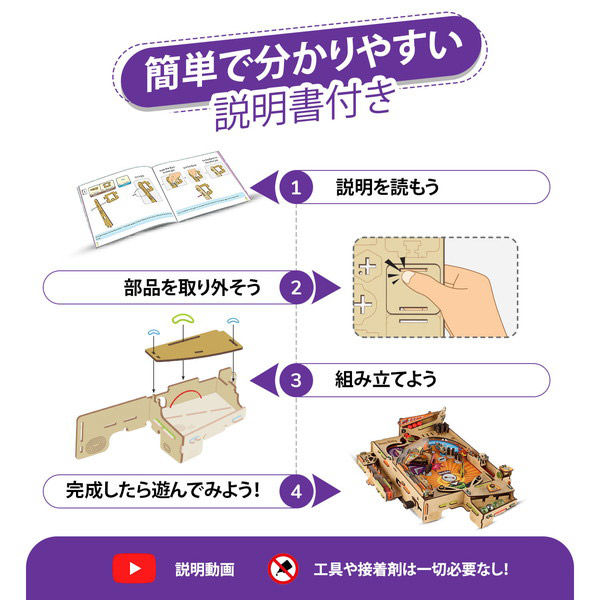 STEAMS LAB JAPAN 木製立体パズル 点数を競うピンボール 作る