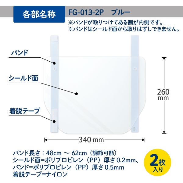 プラス ■フェイスシールドFG013-2P BL 2枚 FG-013-2P 1セット（2枚入）（直送品）