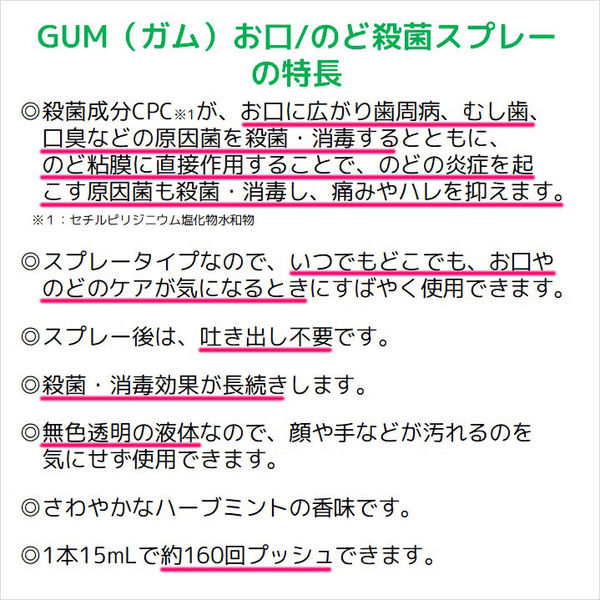 サンスター GUMお口のど殺菌スプレー 711780 1本 アスクル